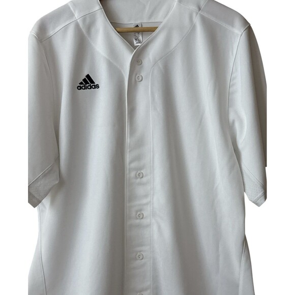 NWT Adidas Baseball Jersey Full Button Lightweight Athletic White Mens SZ Large - Picture 3 of 11